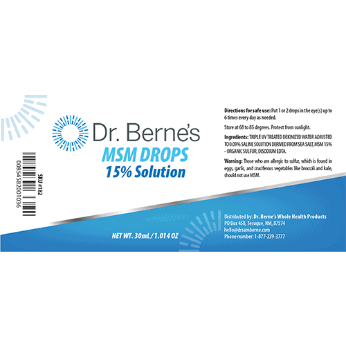 Dr. Berne's 15 MSM Eye Drops Dr. Sam Berne Holistic Eye Care